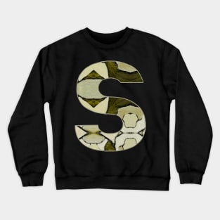 Letter S Monogram Initial Olive Green Pearl White Aesthetic Abstract Pattern Painting On Canvas Crewneck Sweatshirt